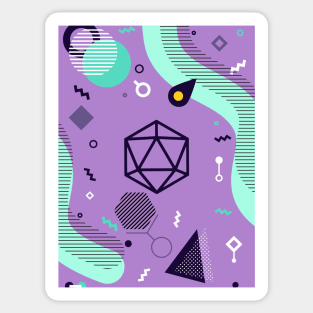 Polyhedral Dice Set Memphis Design Lavender Teal Tabletop RPG Sticker